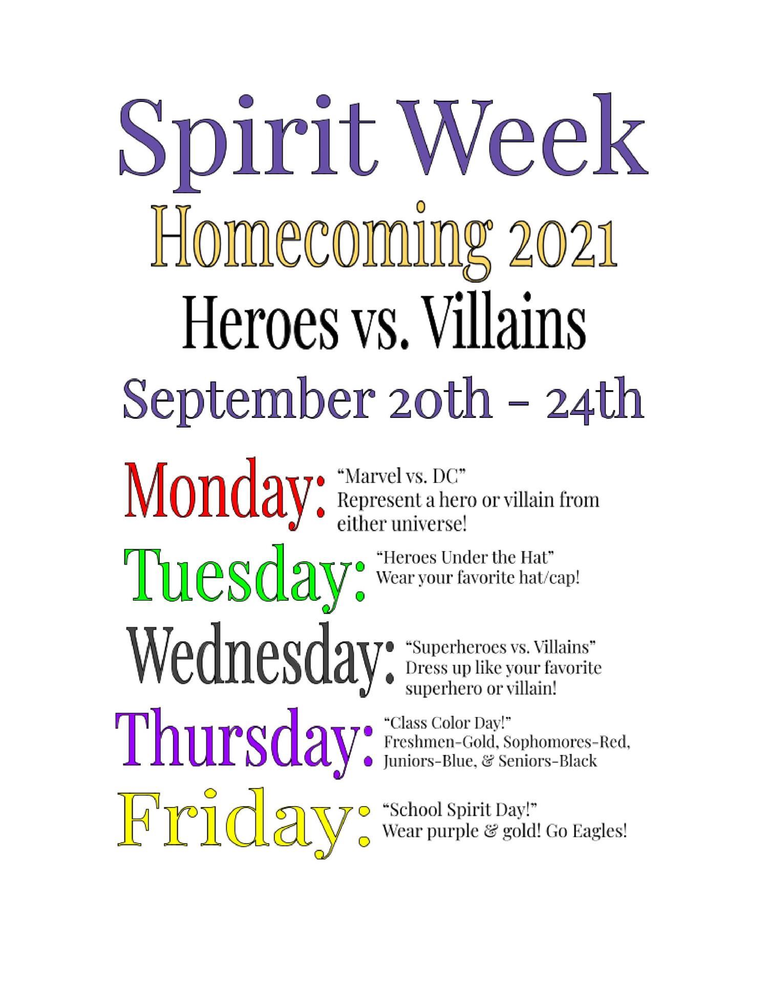 Spirit Week Homecoming 2021